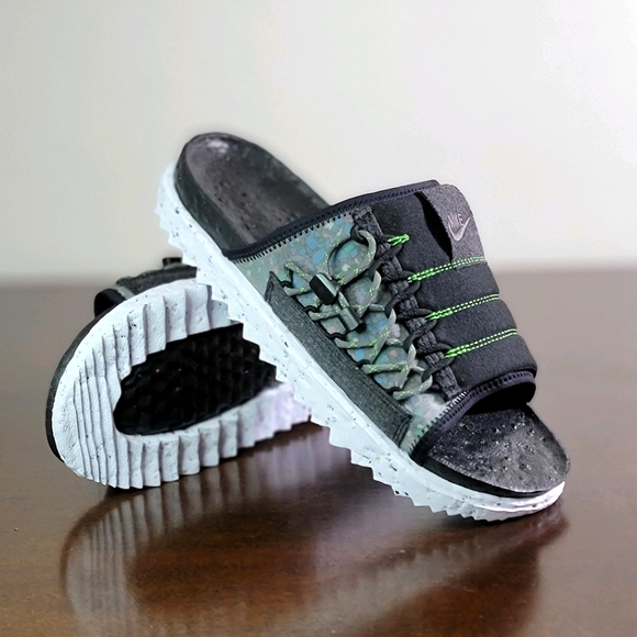 NIKE Asuna SE Crater Slide Limited Black White New - Picture 2 of 12